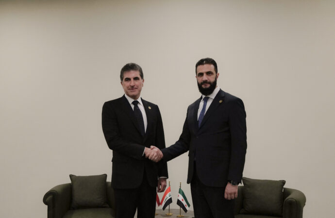 ناوەرۆکی کۆبوونەوەی نێچیرڤان بارزانی و ئەحمەد شەرع